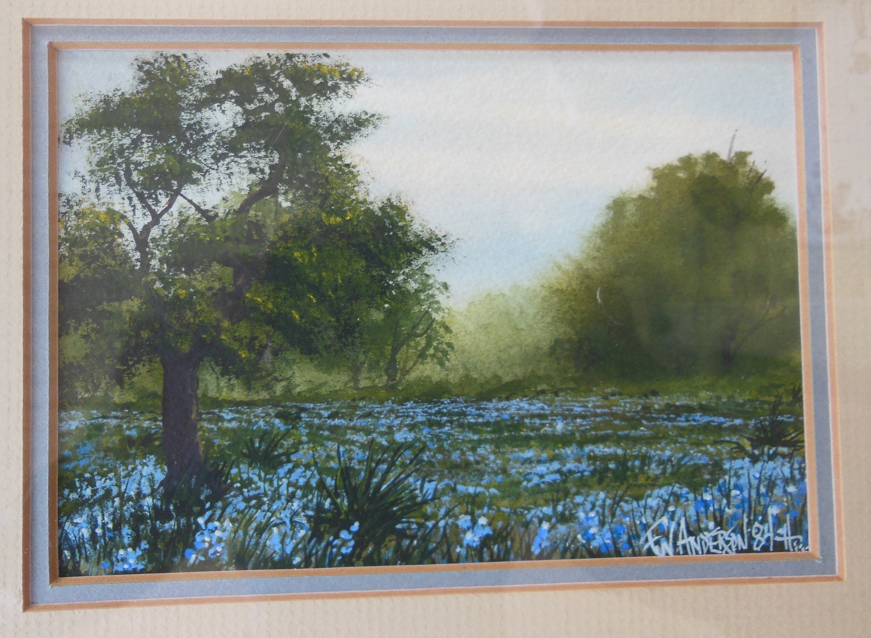 Vintage FW Anderson Original Art Watercolor Painting Texas
