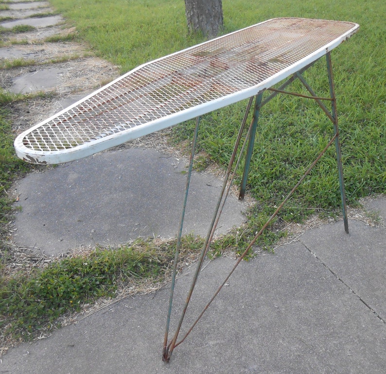 Vintage Metal Ironing Board Folds up Flat Unique Serving Table Etsy