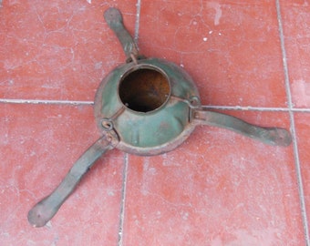 Vintage Mid Century Green Steel Christmas Tree Stand