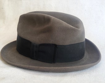 Vintage Mens Dobbs Fedora Hat Gray Wool Felt 6 3/4 Small  display picture 2