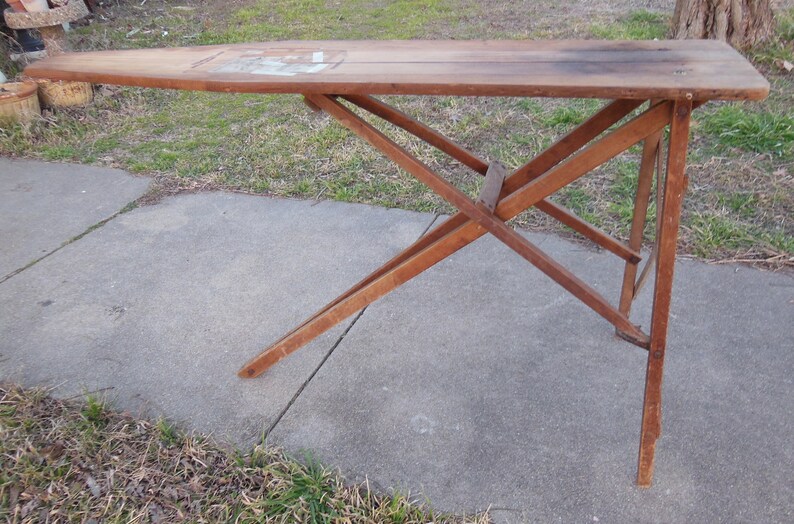 Antique Wood Ironing Board Fold up Collapsible Wooden Table Etsy