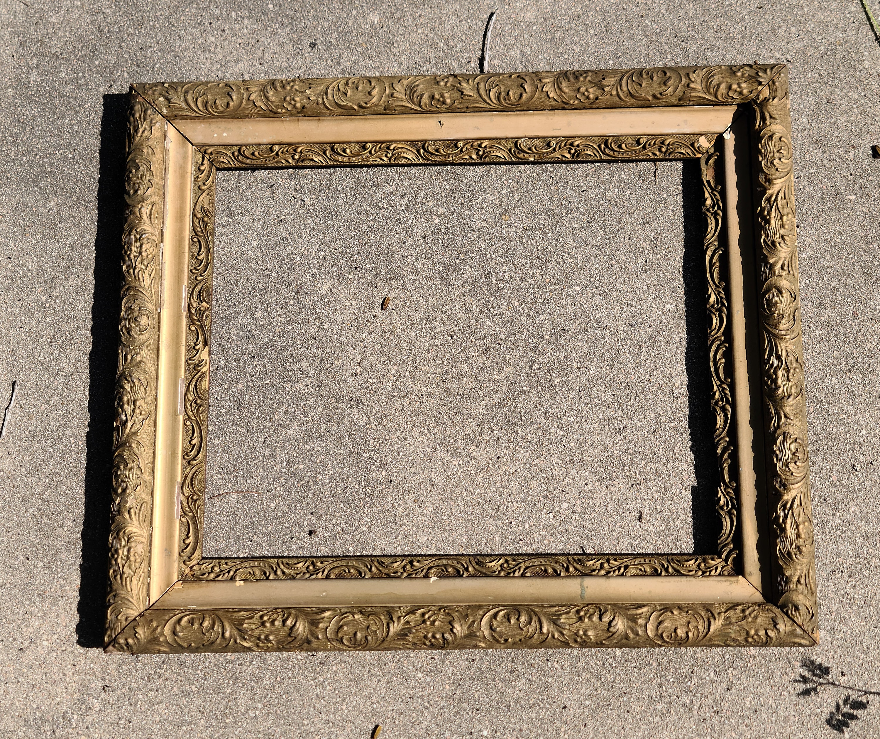 Antique Wood Ornate Gold Picture Frame 26 X 22 Shabby Frame