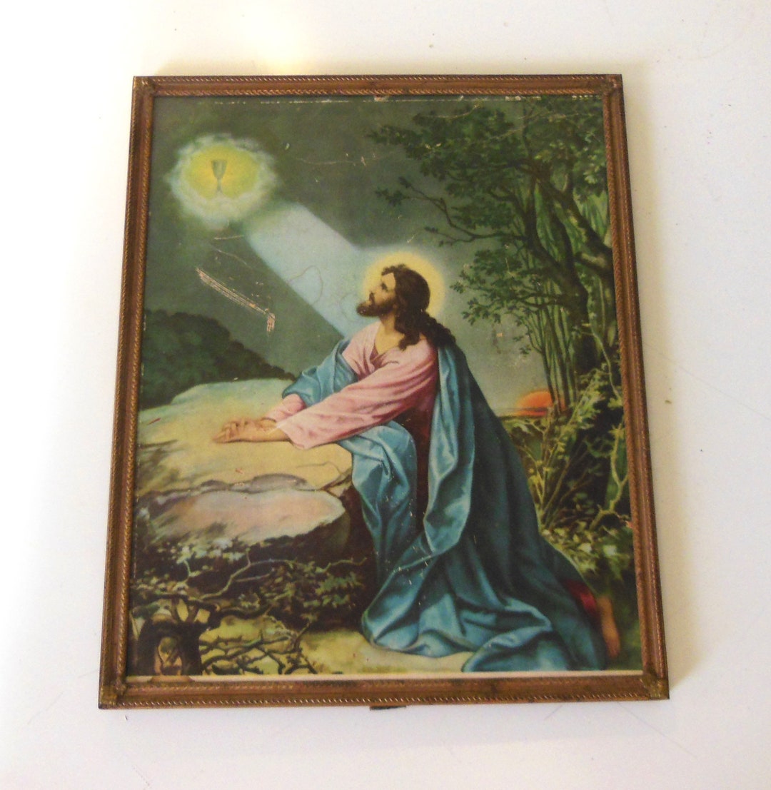 Vintage Jesus Framed Print the Agony of Christ Garden of Gethsemane the ...