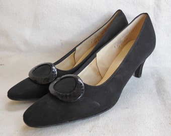 Vintage Naturalizer Black Suede Pumps Size 9N