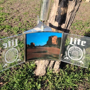 Vintage Miller Lite Beer Sign Clock Light 1970s Lucite 3 Sided Hanging Beer Advertisement