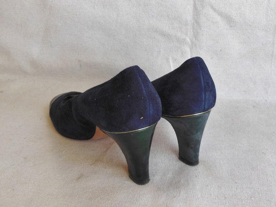 Vintage Blue Suede Shoes Valley Shoe Chunky Heel … - image 7