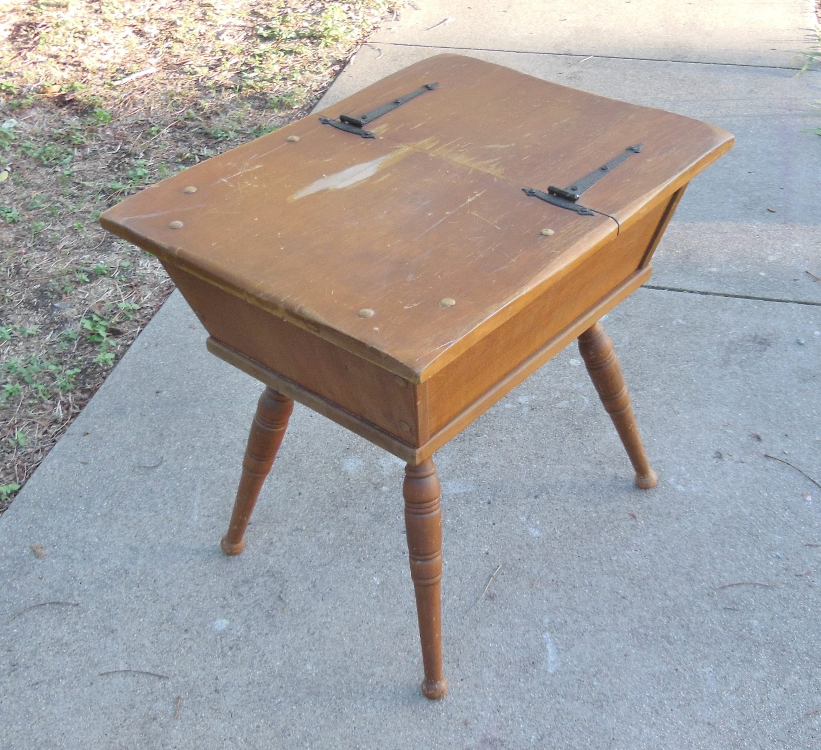 【美品】THE SIDE UP BOX & TABLE-CLASSIC- Vintage Solid Maple Doughbox Colonial Early American Style