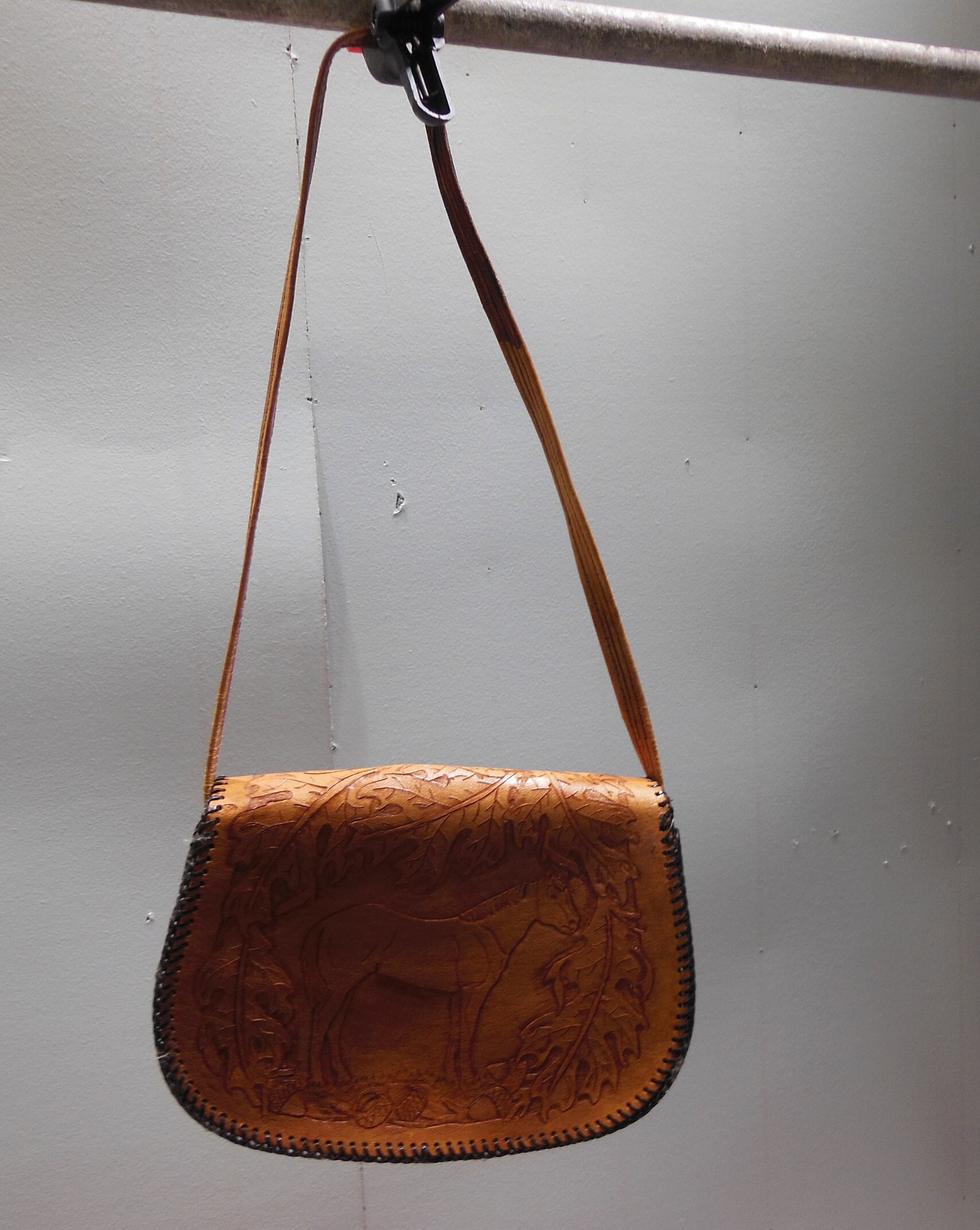 Vintage Handmade Hand Tooled Leather Purse Horse Equine Vintage Handmade Hand Tooled Leather Purse Horse Equine