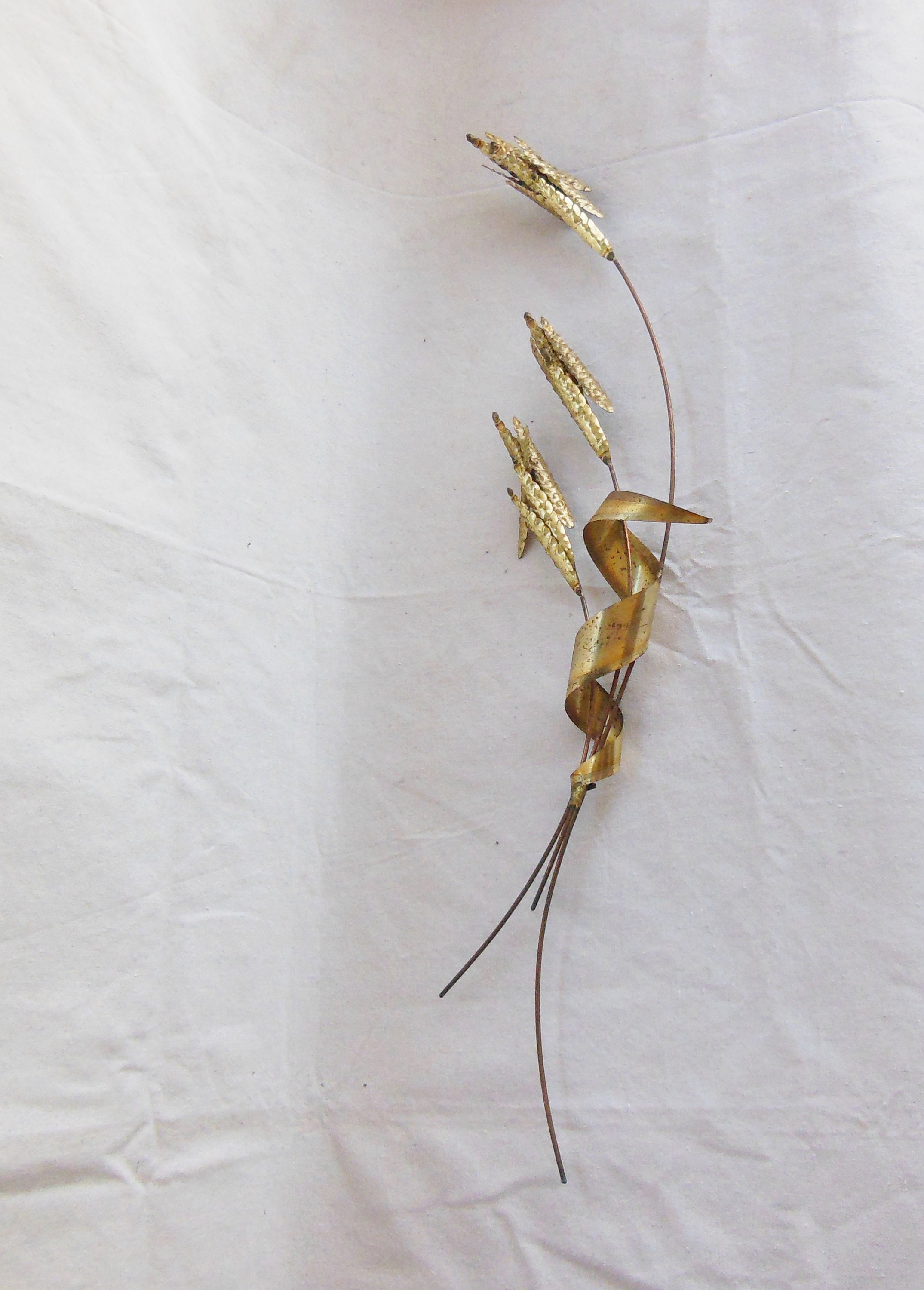 Vintage Metal Wall Hanging Brass Sheaves Stalks of Wheat Grain Etsy