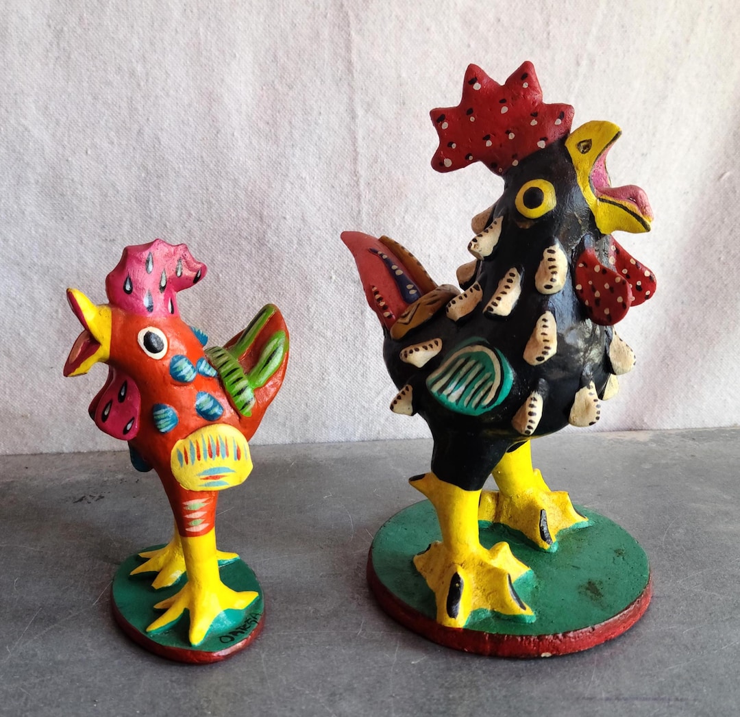 Vintage Handmade Clay Rooster Chick Mexico Artist JJRM - Etsy