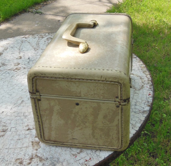 Vintage Samsonite Train Case Cream Beige Marbled Smal… Gem