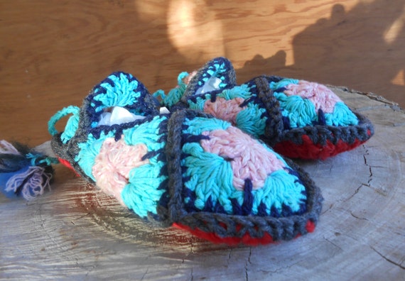 Hand Crocheted Granny Square Childs Toddlers Slip… - image 5