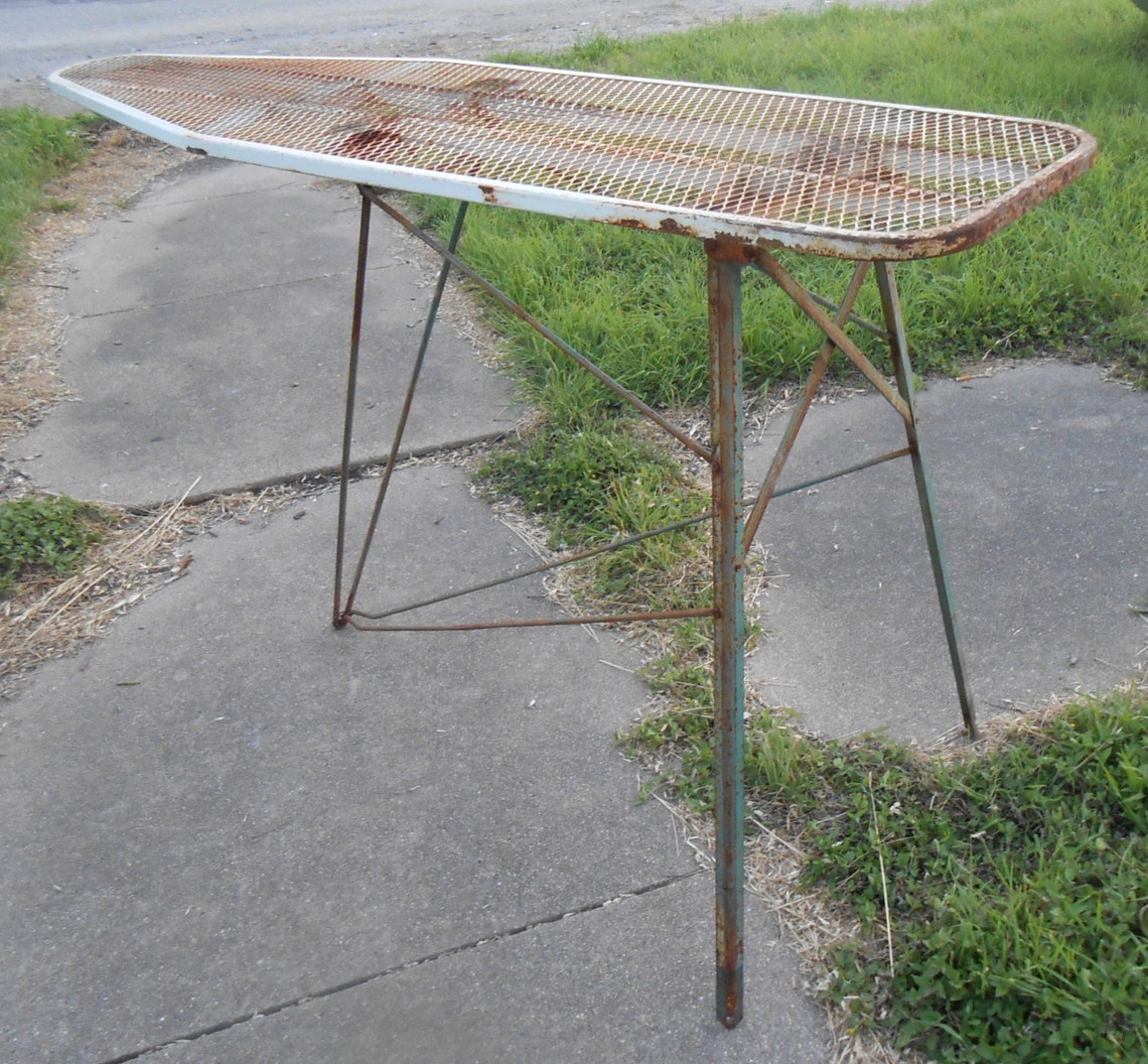 Vintage Metal Ironing Board Folds up Flat Unique Serving Table - Etsy ...