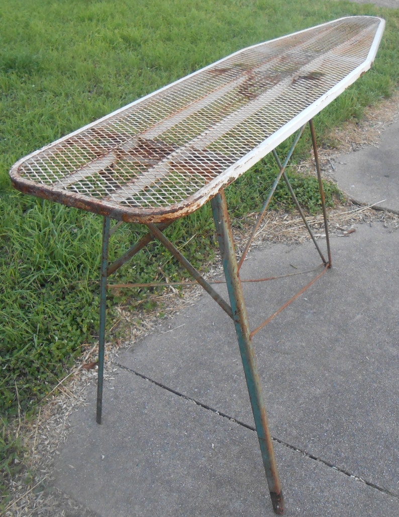 Vintage Metal Ironing Board Folds up Flat Unique Serving Table Etsy Israel