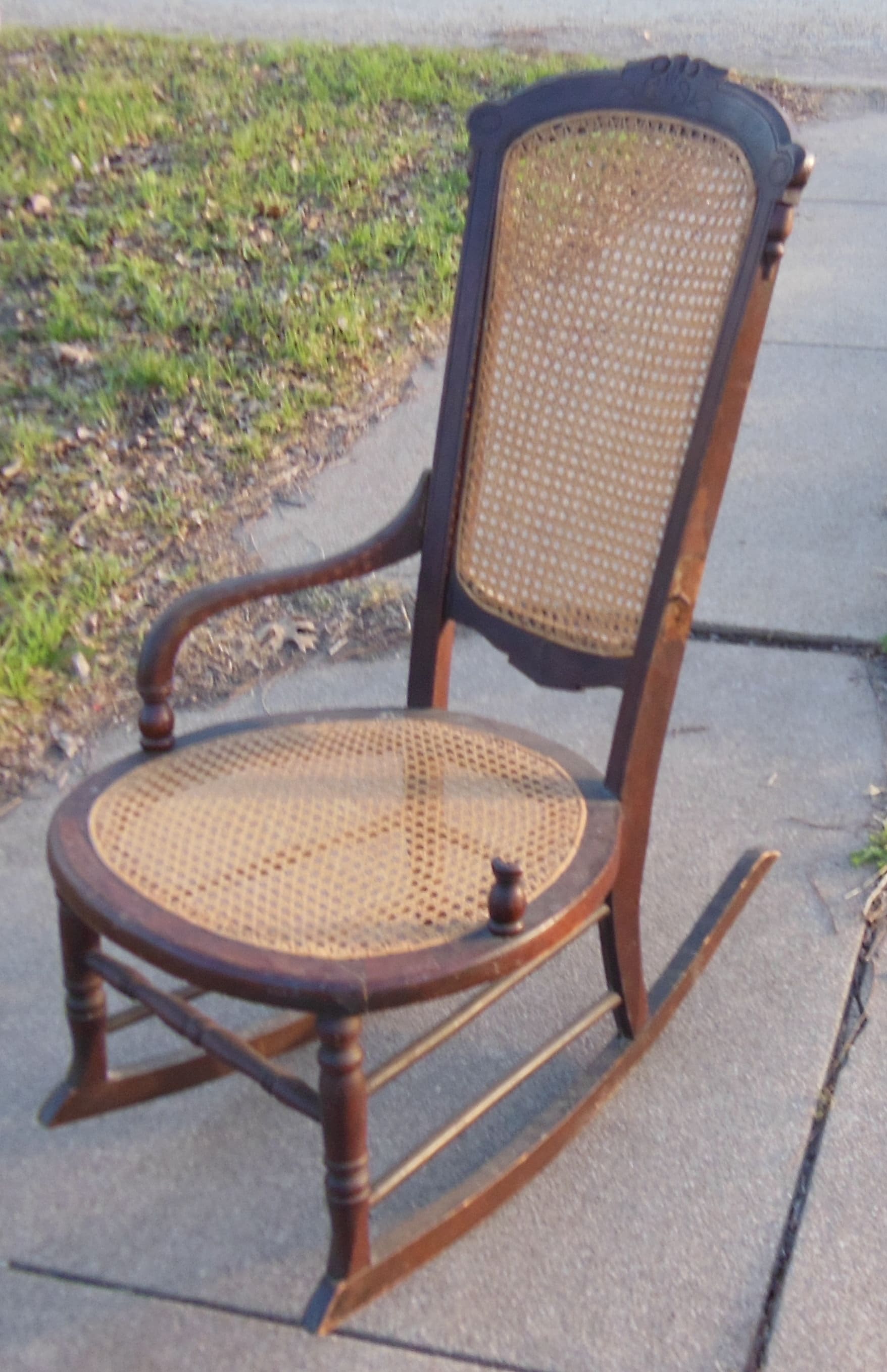 Antique Hand Caned Rocking Chair - Etsy
