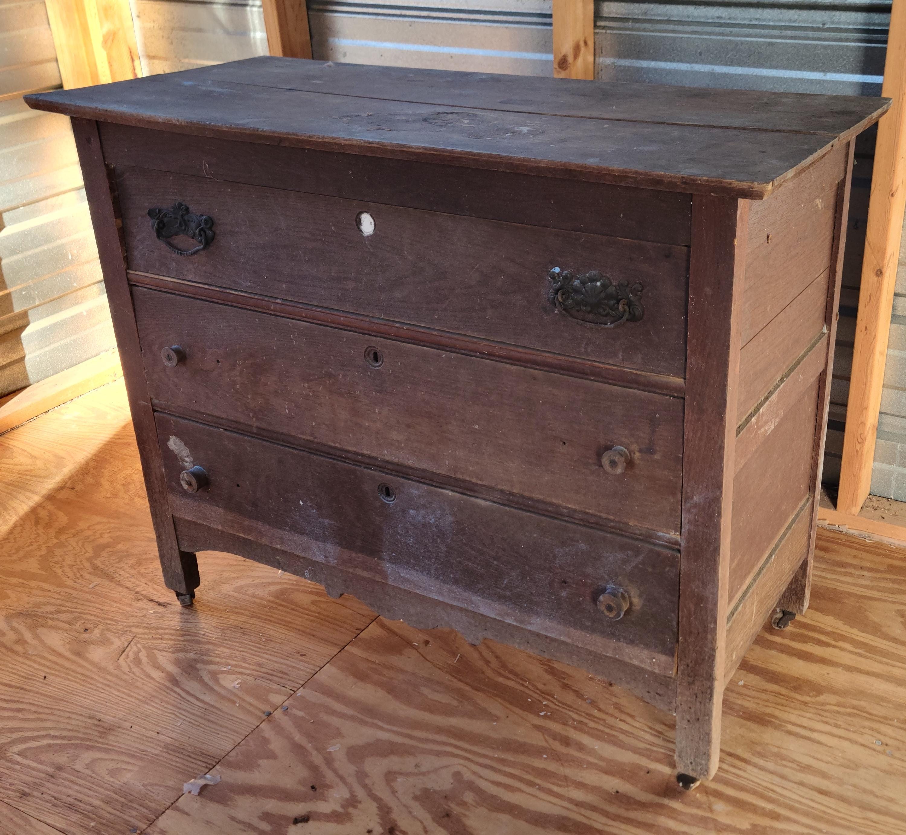 Antique Oak 3-drawer Dresser - Etsy Israel