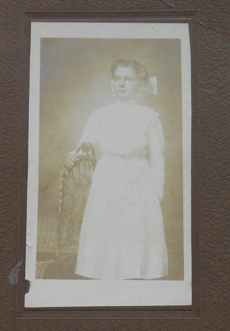 Antique Photo of Young Woman Victorian Girl Black White Vintage Photography image 2