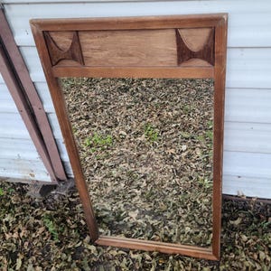 Vintage 26x45 Brasilia Mid Century Modern Mirror Wall Hung Mirror from Dresser Wood Frame