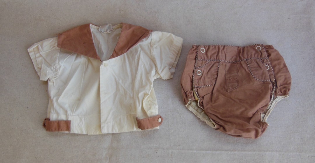 Antique Baby Clothes 2 Piece Set Brown Sailor Shirt Bloomers Etsy