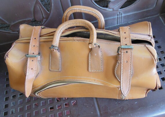Vintage Leather Overnight Tote Duffel Bag Retro L… - image 6