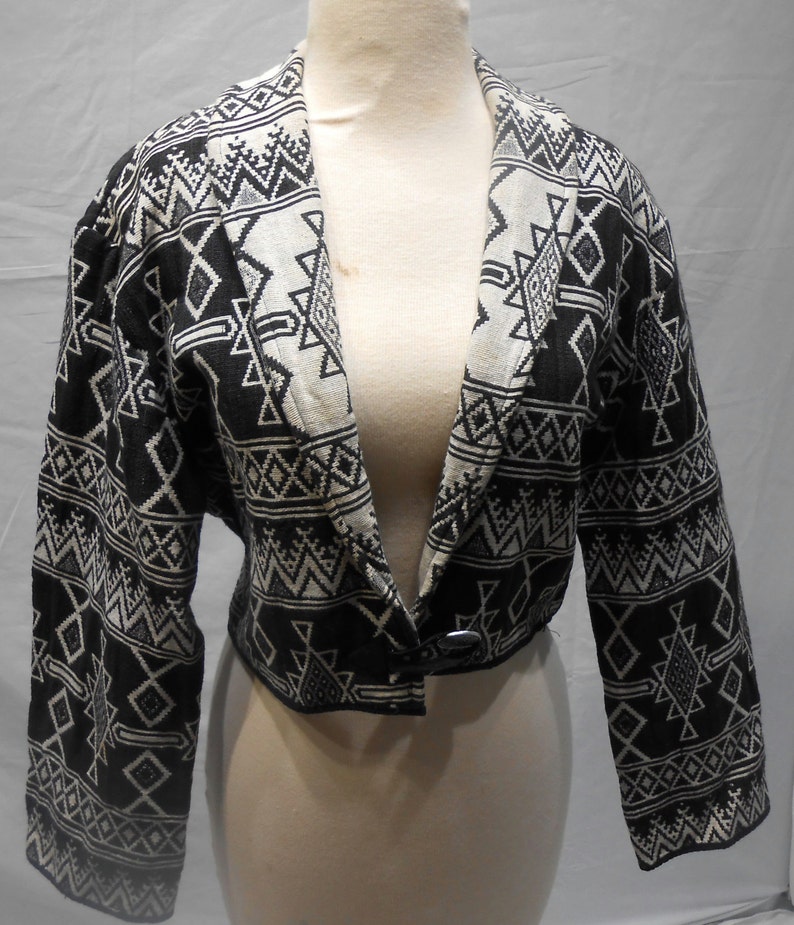 Ethnic Tribal Aztec Ethnic Cropped Boho Southwestern woven Jacket Bolero Blazer
