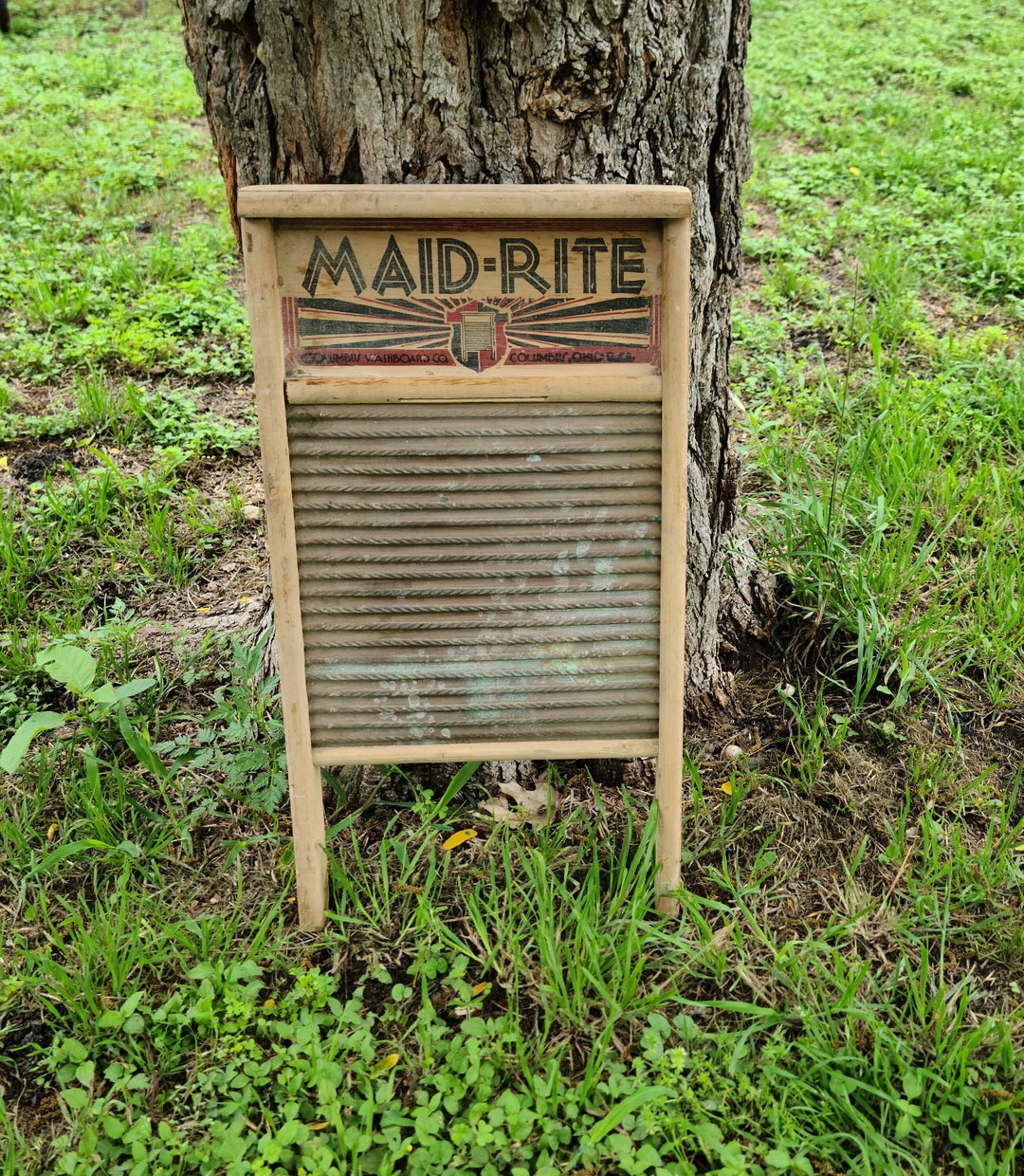 Antique Maid Rite Washboard Standard Family Size Columbus Washboard Co