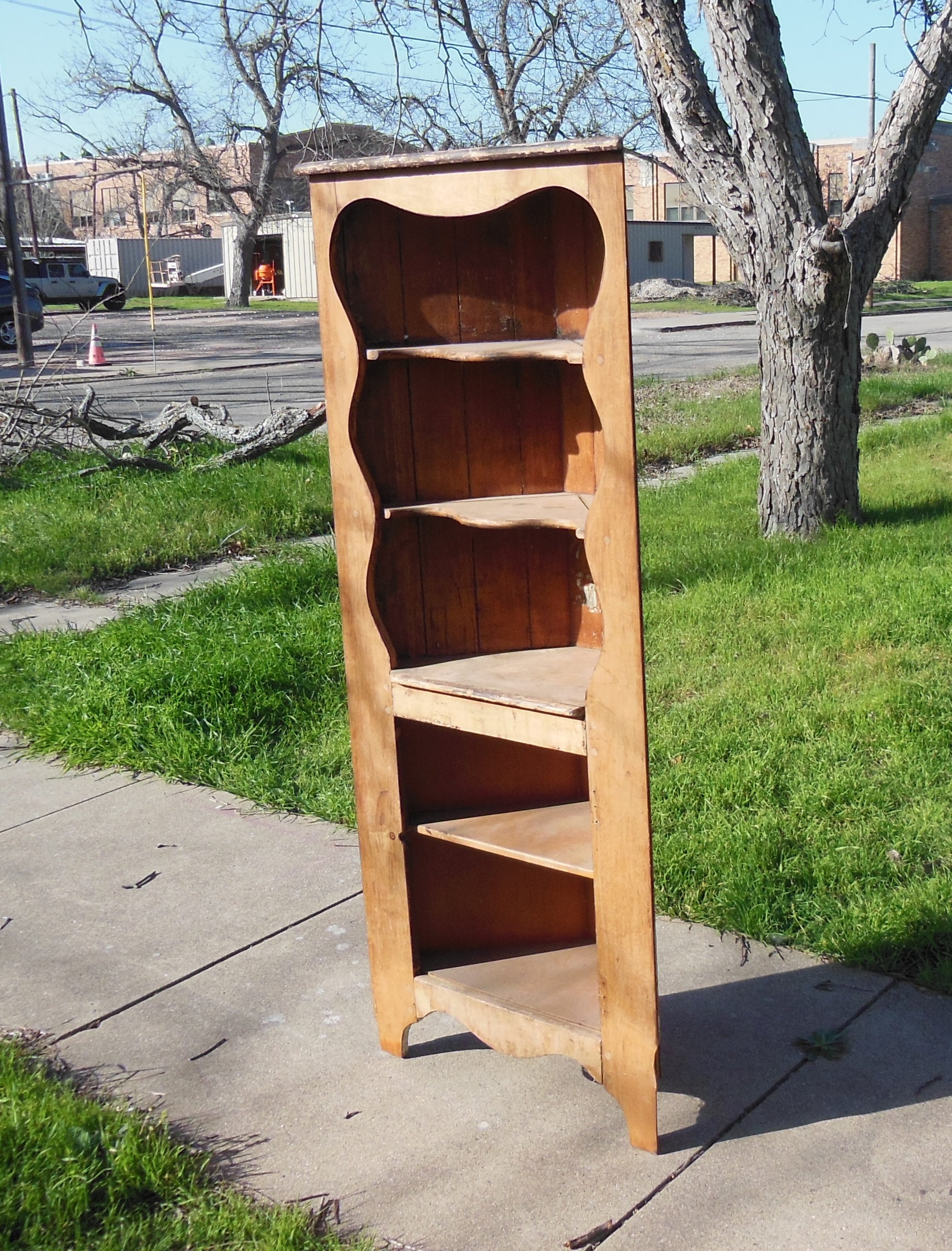 Antique Wood Corner Shelf: Rustic Farmhouse Display Bookcase - Etsy