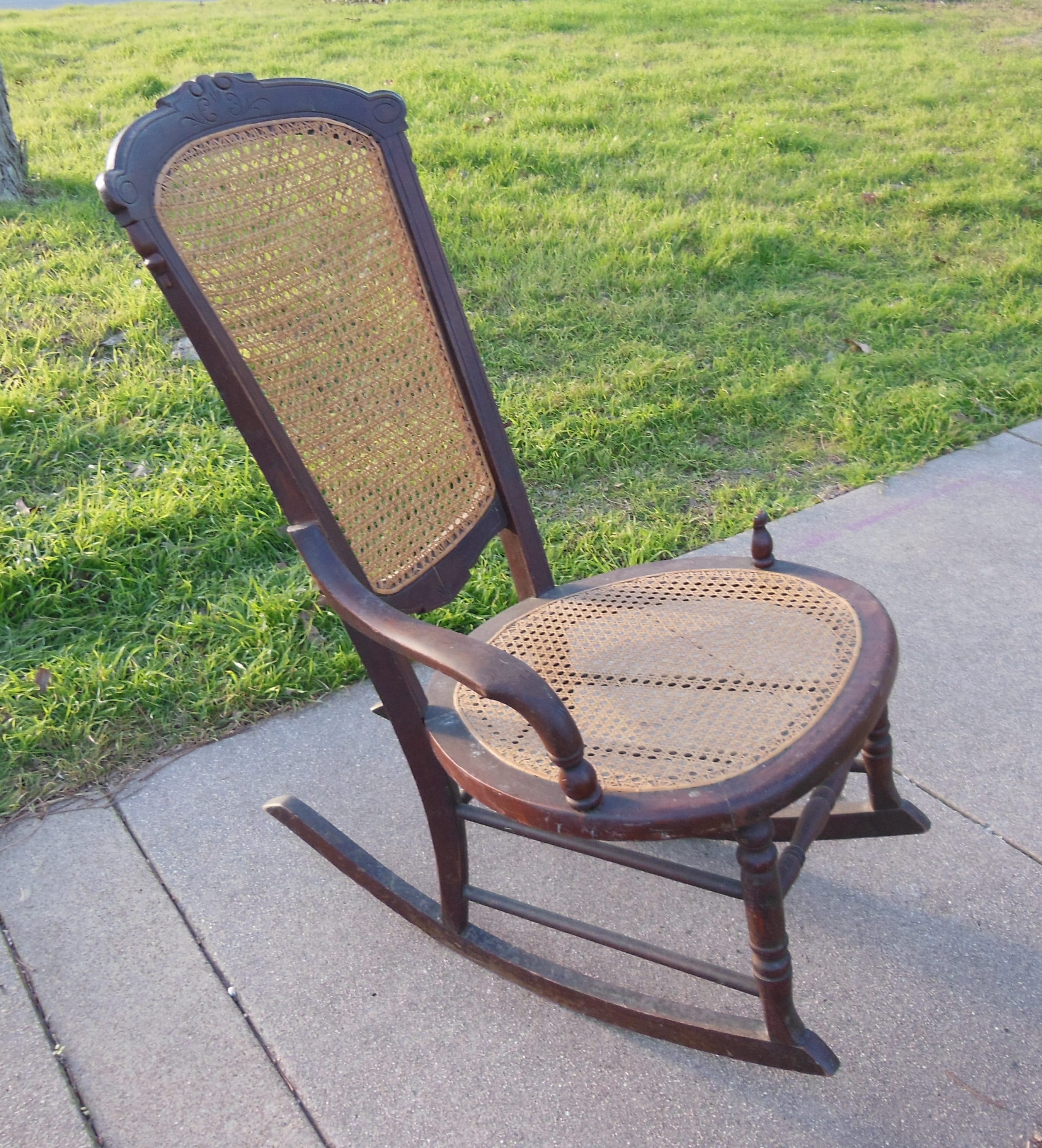 Antique Hand Caned Rocking Chair - Etsy