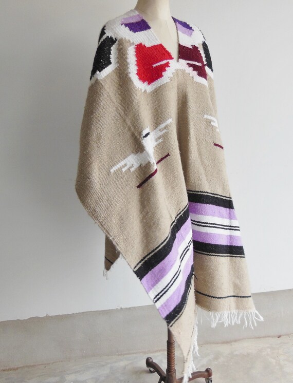 Vintage Mexican Poncho Serape Western Cowboy Guns… - image 5