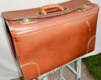 Vintage Leather Briefcase Mobil Chemical