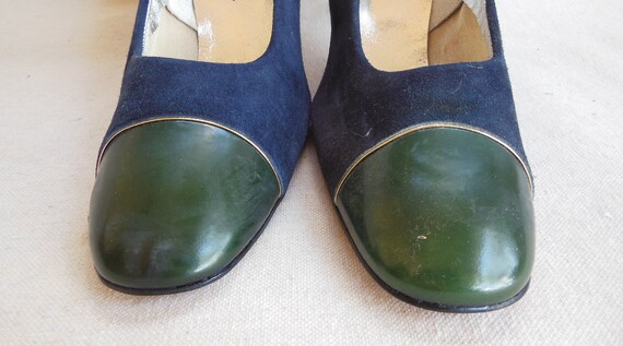 Vintage Blue Suede Shoes Valley Shoe Chunky Heel … - image 9