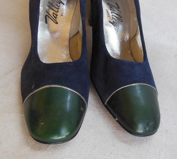 Vintage Blue Suede Shoes Valley Shoe Chunky Heel … - image 3