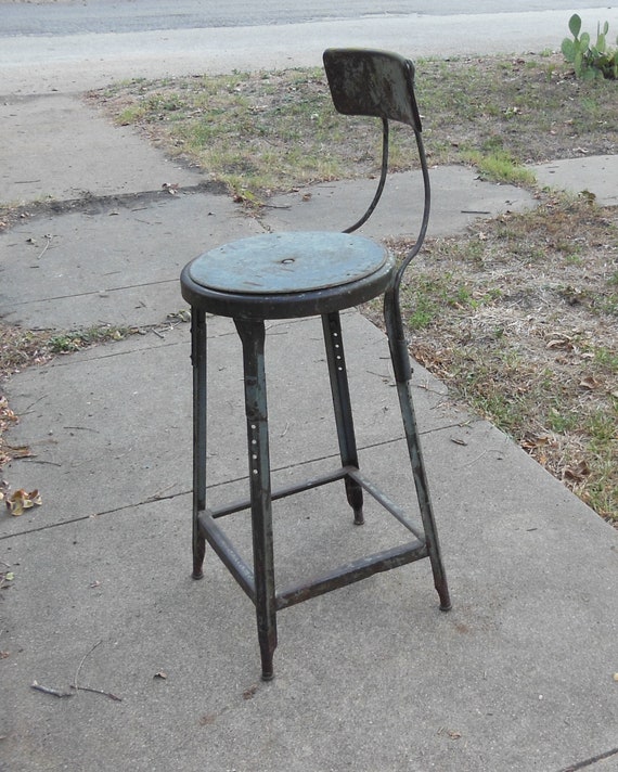 1950's steel shop stool collectible vintage work bench industrial factory  chair