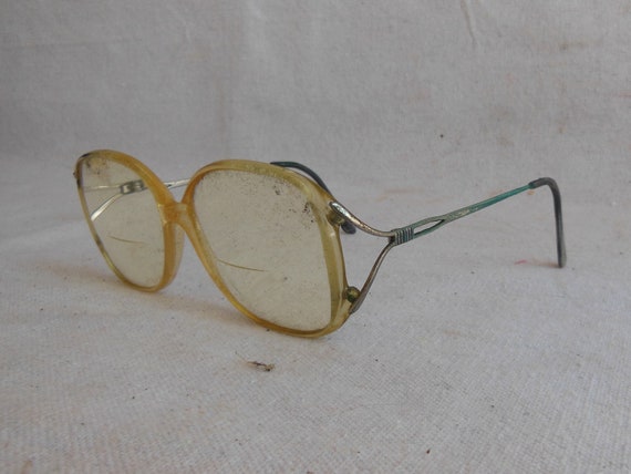 Vintage Plastic Metal Glasses Big Lens 1980s Eyeg… - image 4
