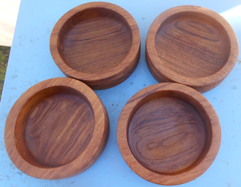 Vintage Teak Salad Bowl Set made in Thailand Good Wood Serving Dining Diner Bowls Danish Modern Style Tropical Coastal Beach House Cottage image 3