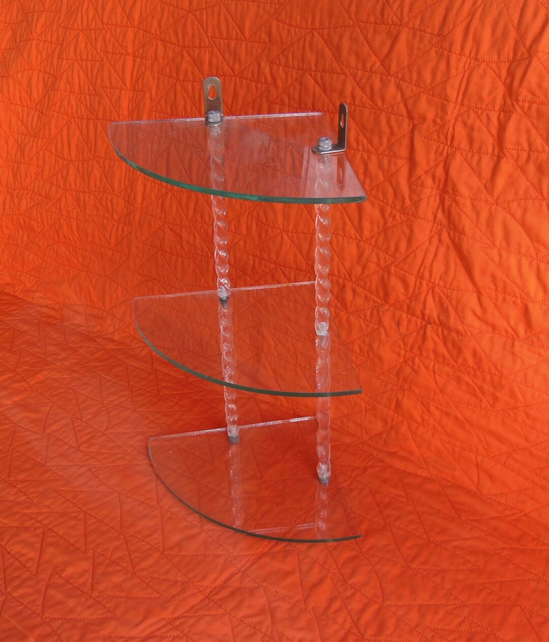 Vintage Lucite Glass Corner Shelf Wall Hung 3 Tier Shelving Etsy
