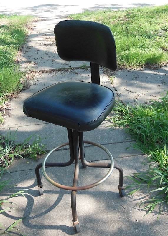 Vintage industrial drafting stool deals