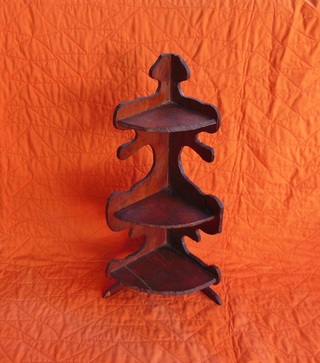 Vintage Handmade Tabletop Corner Shelf Woodworking Project Hand Crafted