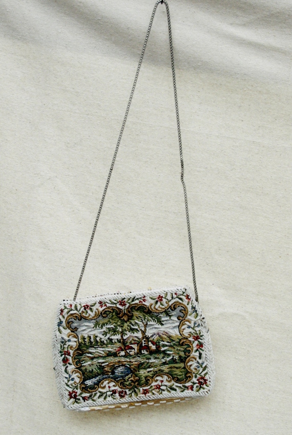 Vintage  Beaded Tapestry Purse - image 2