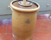 Antique Very Old Stoneware Butter Churn 4 Gallon Crockery Cobalt Blue Decoration Farmhouse Kitchen Staple