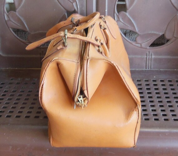 Vintage Leather Overnight Tote Duffel Bag Retro L… - image 7