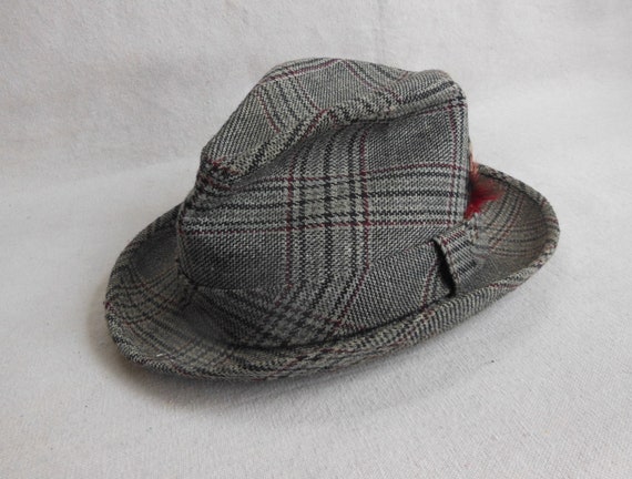 Vintage Dobbs Fedora Wool Tweed Blue Plaid Unisex… - image 8