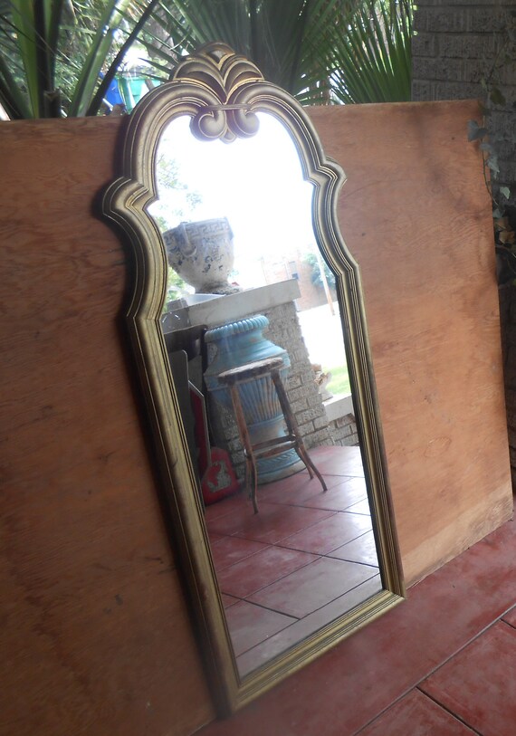 Vintage Mid Century Plastic Frame Mirror Entryway Large Full Vintage Mid Century Plastic Frame Mirror Entryway Large Full Length Tall Boudoir Bedroom Bathroom Closet Gold Bronze 1950s Wall