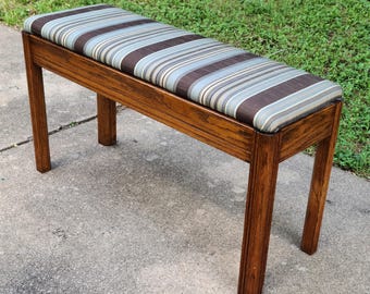 Minimalist Mission Style Heavy Oak Bench Hall End of Bed Cushion Seating