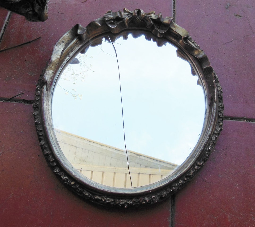 Antique Oval Wood Mirror Carved Wooden Floral Red Rose Ornate - Etsy