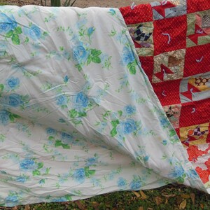Antique 1930s Feed Sack Quilt 1970s Fabric Border image 7