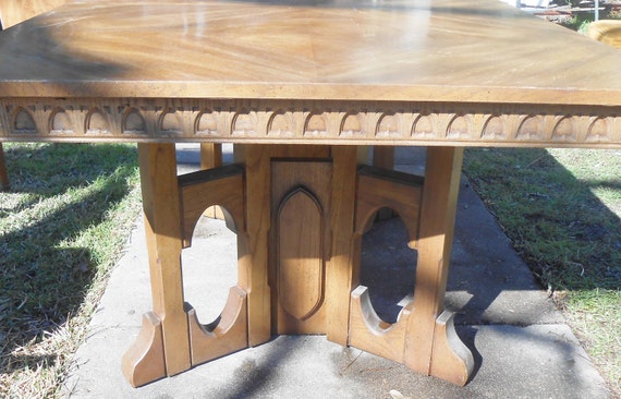 Fabulous Gothic Style Huge 84 in Long Refectory Table Includes