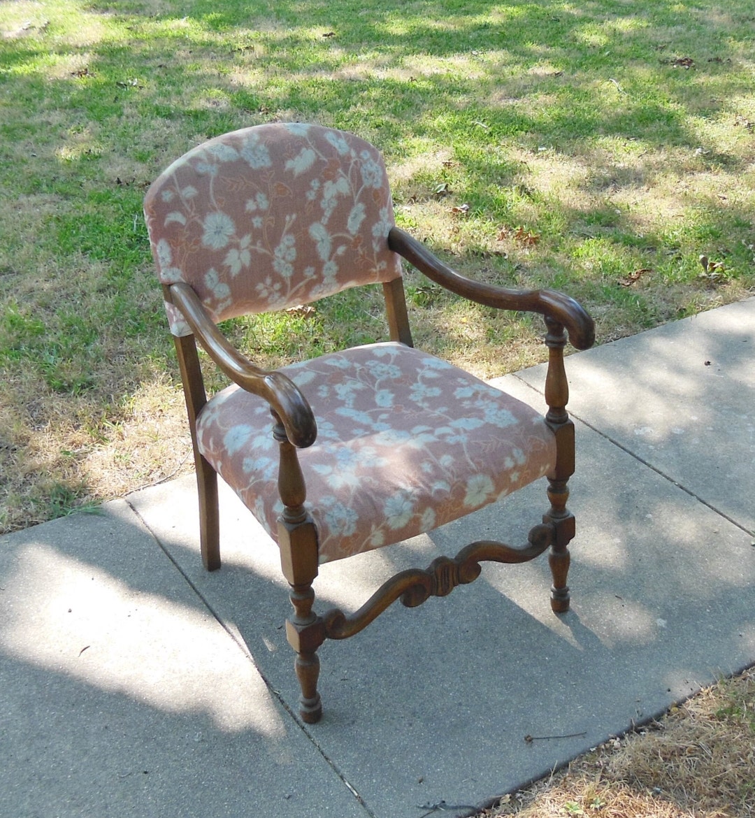 Antique Wood Arm Chair Parlor Chair Arts and Crafts Side Chair Lounge