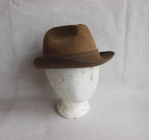 Vintage Dobbs Tan Suede Fedora Gangsta Mafioso Ch… - image 6