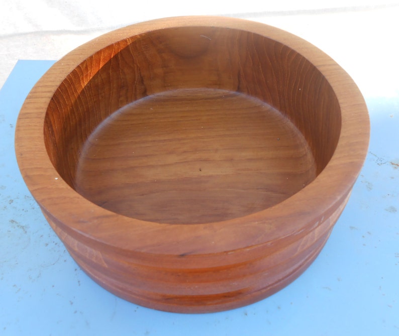 Vintage Teak Salad Bowl Set made in Thailand Good Wood Serving Dining Diner Bowls Danish Modern Style Tropical Coastal Beach House Cottage image 4